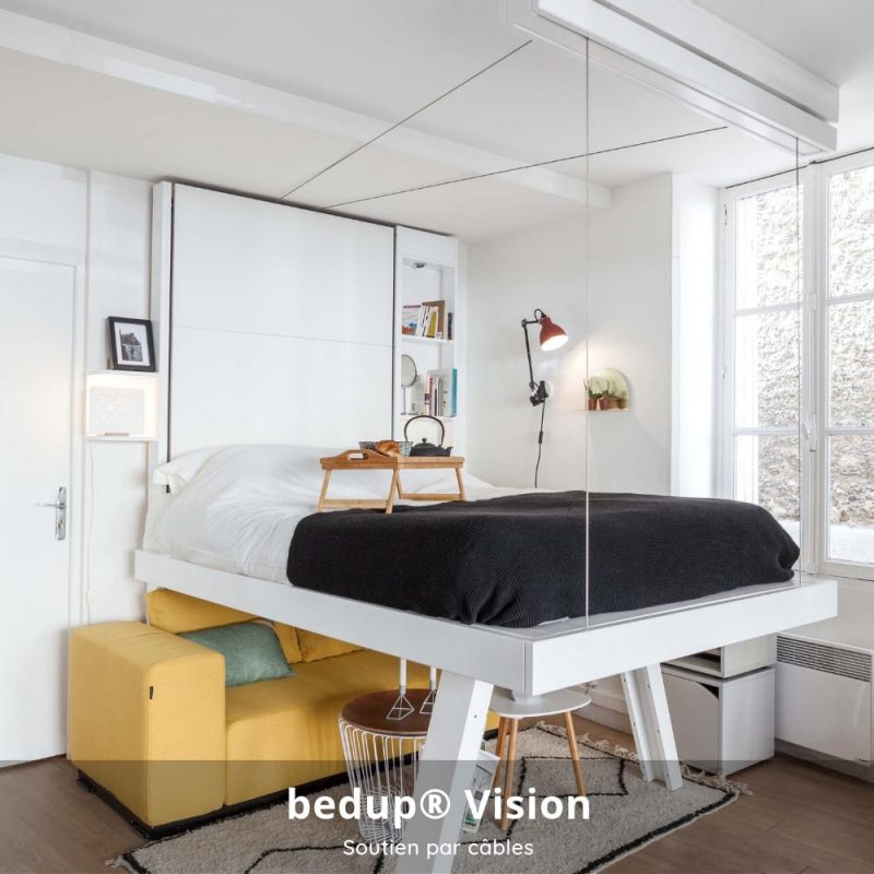 lit escamotable plafond suspendu par cables