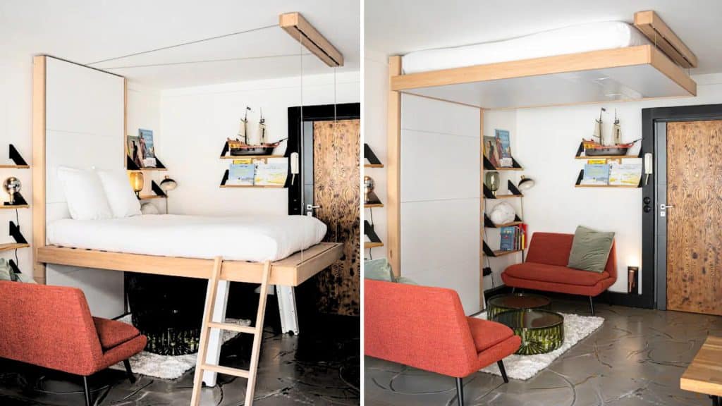 Lit escamotable plafond 140x200 cm pas cher 